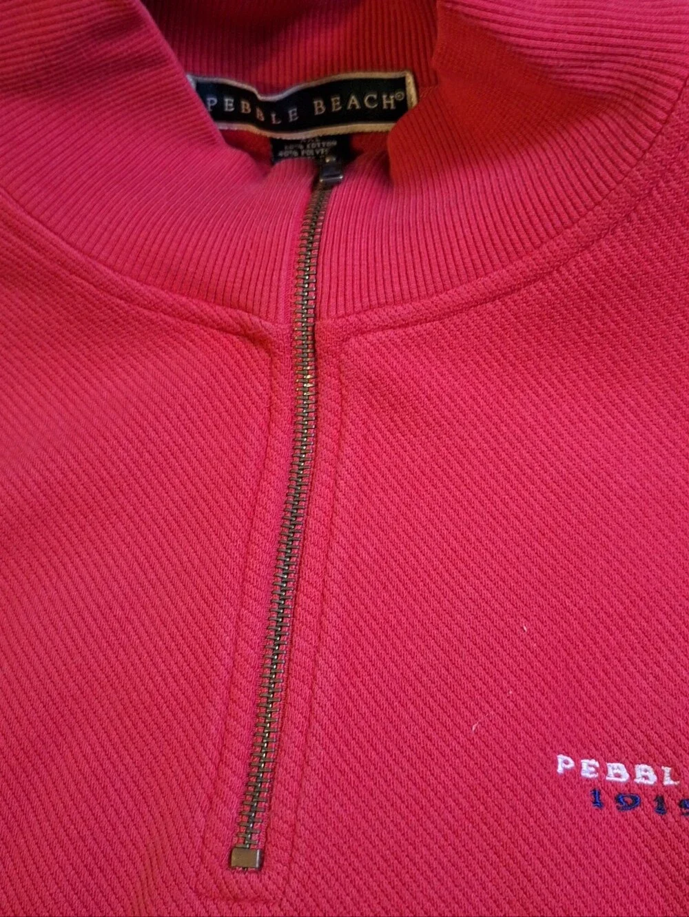 Vintage Pebble Beach Anniversary 1919-2002 1/4 Zip Mock Neck Pullover Red SZ XXL
